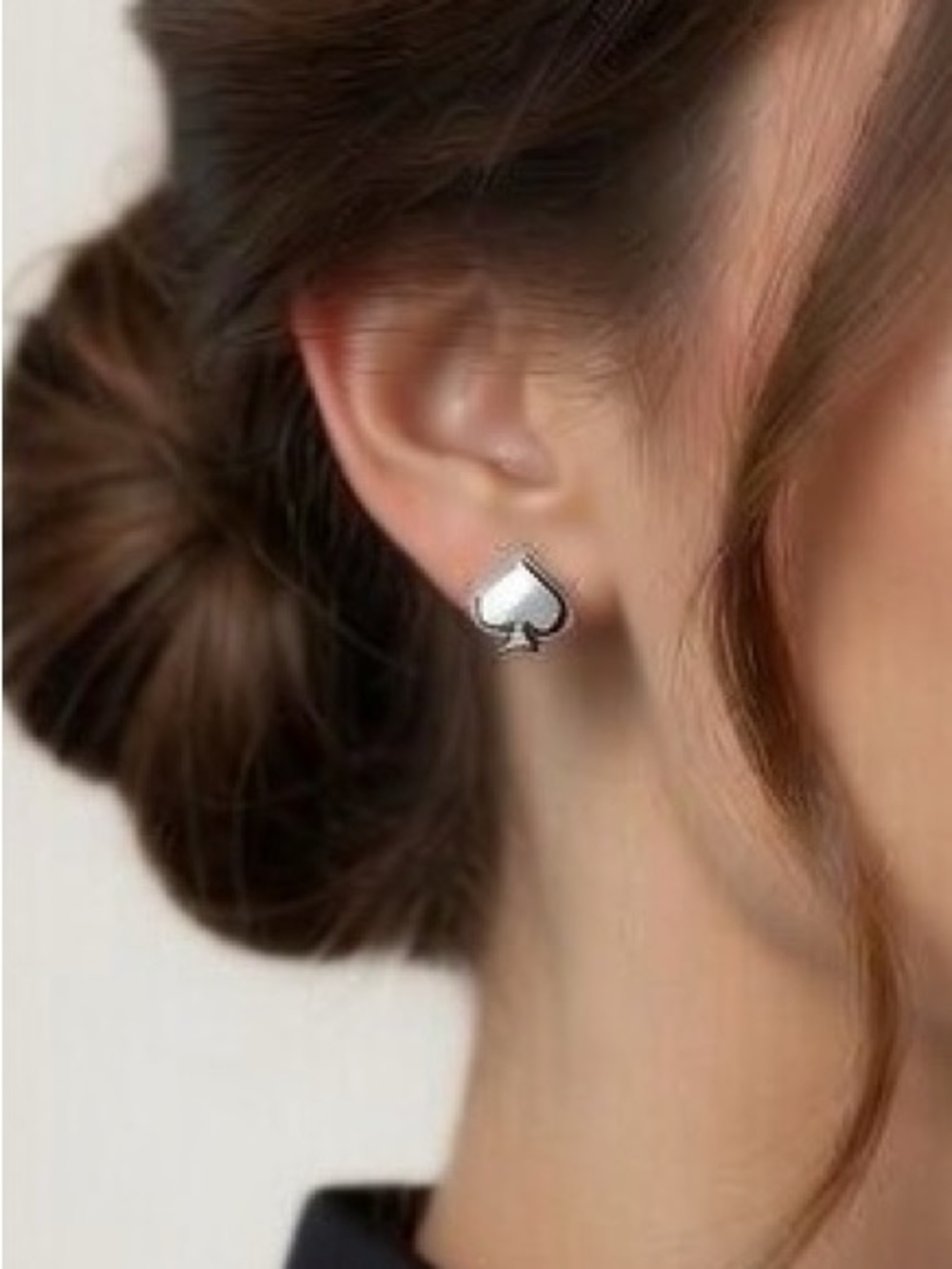 Kate Spade Silver Everyday Spade Stud Earrings with Dust Bag